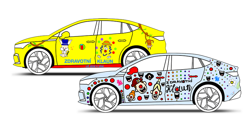 skodaautonews's tweet photo. The two winning designs in the 'Car for the 🇨🇿 Clown Doctor (@rednoses_int)' competition have been selected! 🤡 The public had been voting for the best #design for the Clown Doctor #SKODA #EnyaqCoupeiV throughout August. We thank everyone for their votes! https://t.co/TCuYE7LbMG