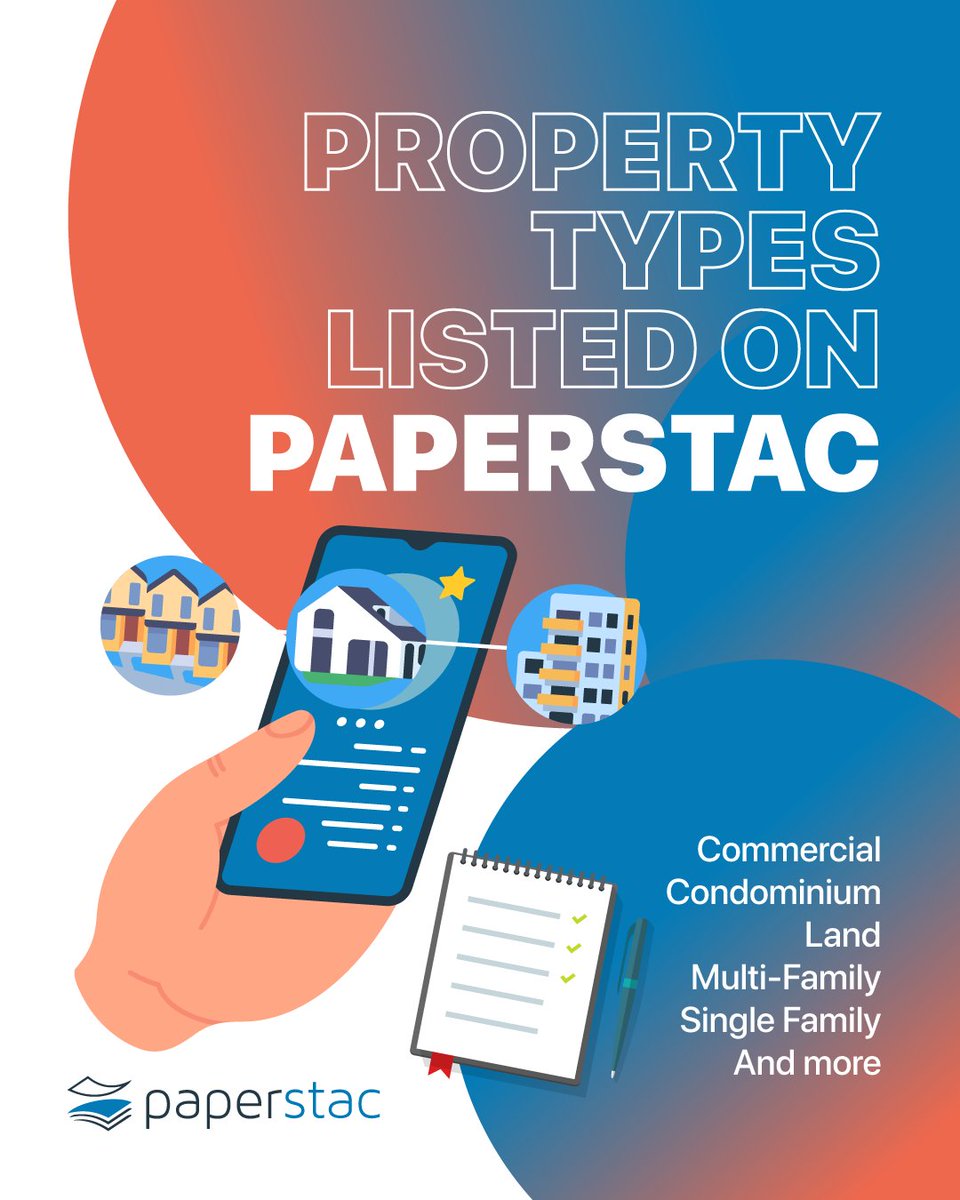 paper_stac's tweet photo. What Property Types Are Listed On #Paperstac?
✅ Commercial
✅ Condominium
✅ Land
✅ Multi-Family
✅ Single Family
✅ And more
You Can Find All Of These Property Types Listed On https://t.co/BZJ3chVMr1
#NoteInvesting #RealEstateInvesting #FinTech #NoteBuyer https://t.co/rCQSANvVzZ