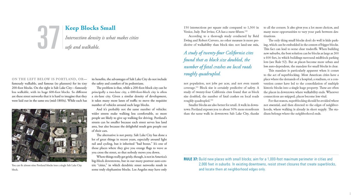 JeffSpeckFAICP's tweet photo. In 65 DAYS, the 10th Anniversary Edition of Walkable City drops, with 101 new pages and a foreword from 
@JSadikKhan. As we count it down, I am tweeting each day a rule from my recent book, Walkable City Rules. Today: 

RULE 37: KEEP BLOCKS SMALL https://t.co/RLAKaKNHGA