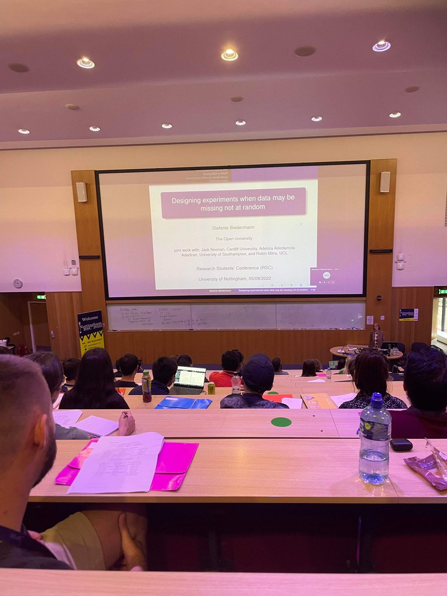 RSC Nottingham 2022 were fortunate to have Professor Stefanie Biedermann speak yesterday about Design experiences with missing data that is not random. Stefanie spoke online at RSC 2022, so we were grateful to finally get to hear her speak in-person this year!