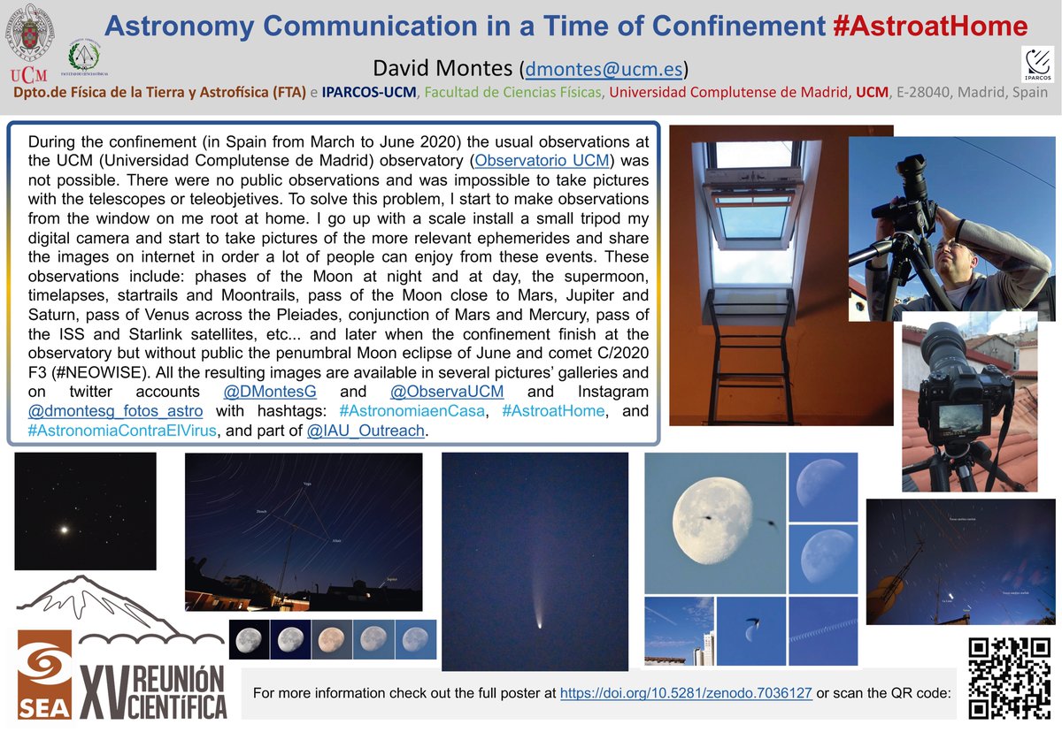 DMontesG's tweet photo. En la sesión de Enseñanza, divulgación y patrimonio de la XV Reunión Científica de la SEA #RCSEA2022
@SEA_astronomia poster de @DMontesG: “Astronomy Communication in a Time of Confinement: #AstroatHome"
👉Ver: https://t.co/WfBQAsrM8f https://t.co/RDzEnxuIqE