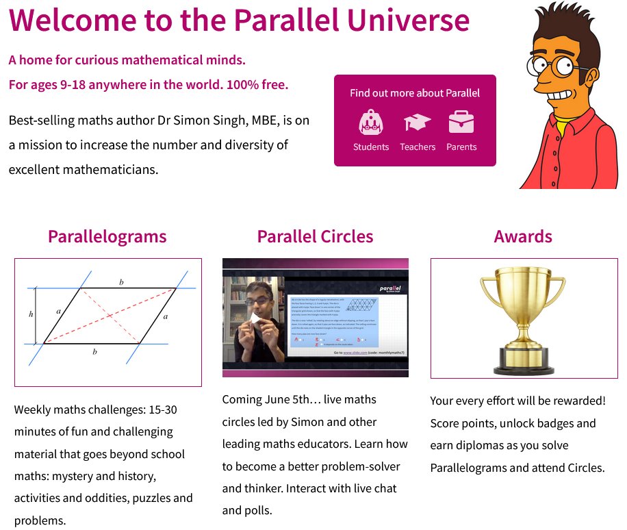 SLSingh's tweet photo. Our free online maths webinars for keen young students (Parallel maths circles) start in 2 weeks. Everyone welcome to watch &amp; interact online (ages 10 to 16), but we're also looking for students panellists - if your child is interested pls let us know https://t.co/xFK9P9lXHU https://t.co/6NUgIGgTaG