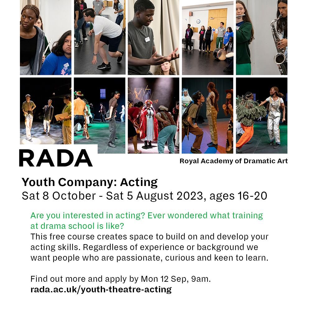 vincezaaa's tweet photo. Just a reminder that applications are open for the @RADA_London Acting Youth Company. https://t.co/eMhNl4q39Z