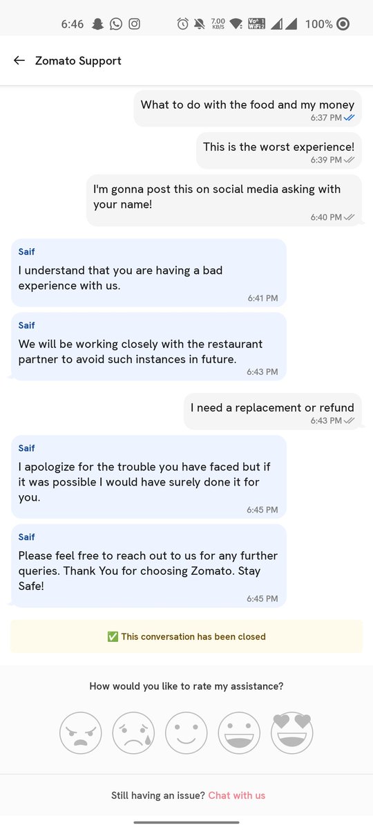 I ordered a food from <a href="/zomato/">zomato</a>, already my food was delivered late and it had a bad smell. I tried to inform the restaurant they didnot care about it. Then i asked <a href="/zomato/">zomato</a> for the replacement. They also didnot respond. Is this how the system works?
<a href="/fooddeptgoi/">Department of Food & Public Distribution</a> kindly inspect this