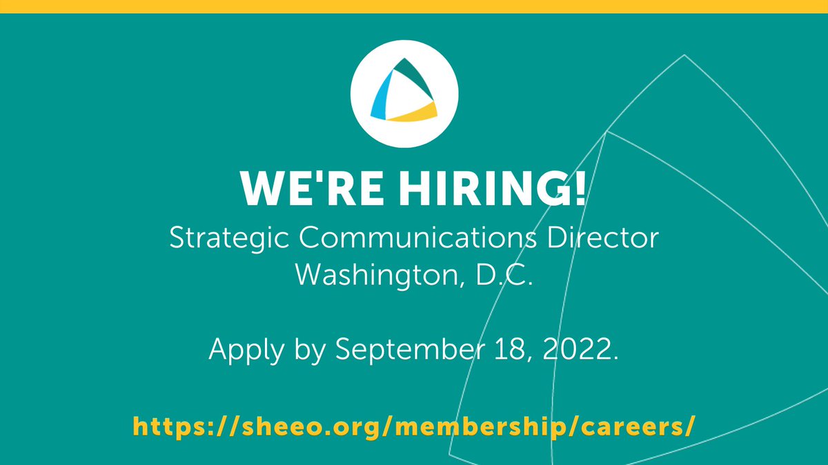 SHEEOed's tweet photo. SHEEO is hiring a strategic communications director based out of our Washington, D.C., office. Apply by the priority deadline of September 18. https://t.co/NZQfpM2US1 https://t.co/tKIu0jD4Cz