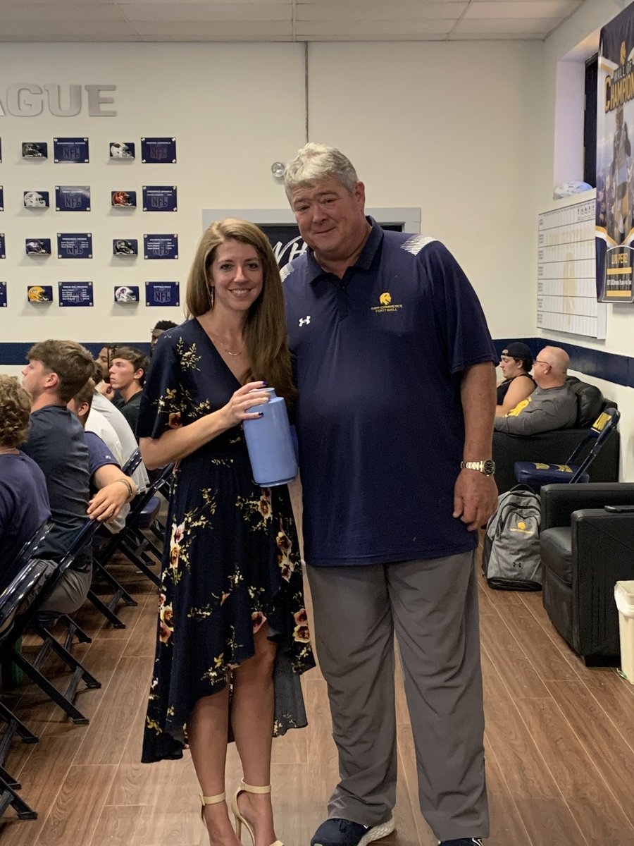 For the 4th time in its history, the Prestigious Blue Jug Award has left the Lion Football Program and been awarded to Sarah Baker! Sarah is our Associate VP and Comptroller and she has been absolutely integral to our successful transition to D1. Thank you Sarah! #LionsAllRise