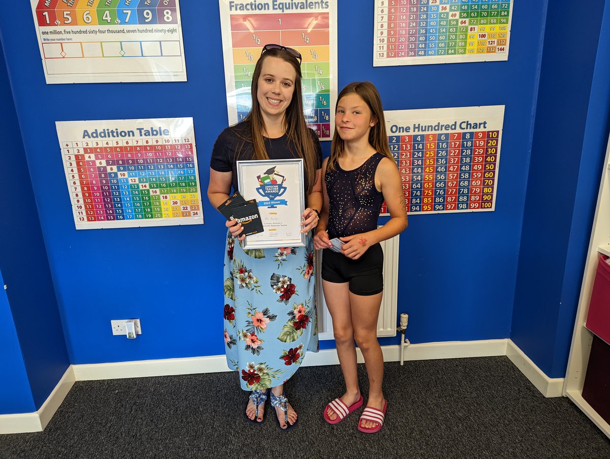 kipbridgend's tweet photo. 🥳Huge congratulations to Miss Baker from @trelalesprimary for being named Most Awesome Primary Teacher 2022, and to Evelyn for the nomination!

💛💙Thank you for being so inspiring and making such a difference to young lives!

#awesometeacher 

@twinklcymru @VisitBridgend https://t.co/5pCjPFUQd9