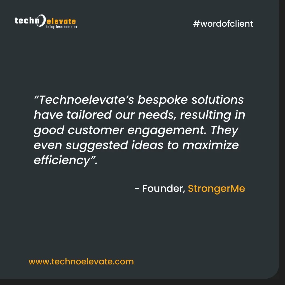 technoelevate's tweet image. Our priority is to become a genuine development partner, devoted solely to meeting client needs presently and supporting clients&apos; growing business needs in the future.
.
.
#clientexperiencematters #clientsatisfaction #clienthappiness #teamtechnoelevate #qualityresults