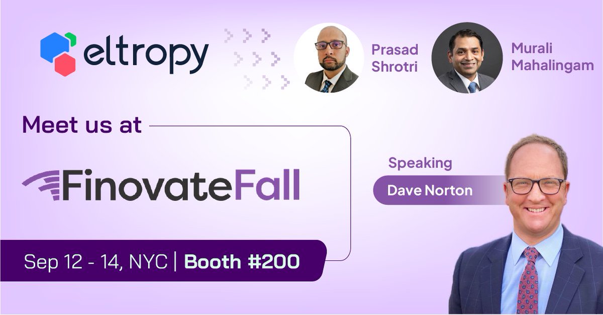 eltropy_inc's tweet photo. Will we see you at #finovatefall?

Eltropy, POPi/o &amp; MARSview will be live in the Big Apple 🍎! Our CRO Dave Norton will be showcasing the power of our #solution to #financialinstitutions. Be sure to check it out and stop by booth #200 to chat!

#finovate  #techmeetsfinance https://t.co/QXNZGCQpr0