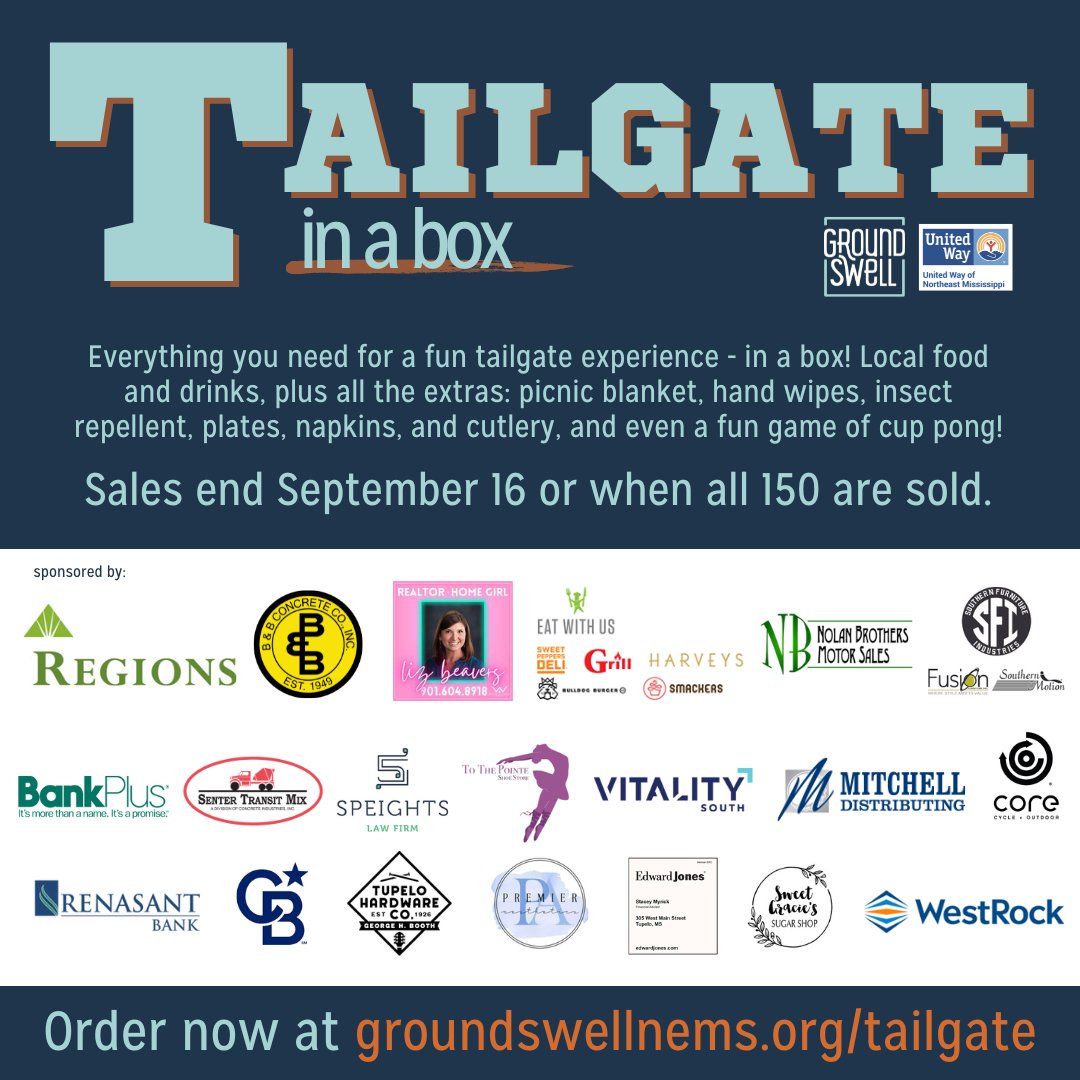 groundswellms's tweet photo. Thank you to our generous sponsors for Groundswell's Tailgate in a Box! Your support provides more books and resources for children through the Early Childhood Coalition.

Purchase a box today at https://t.co/ckprenkJ07 to help us do even more for early learning in our region! https://t.co/r3TdVHZ7f7