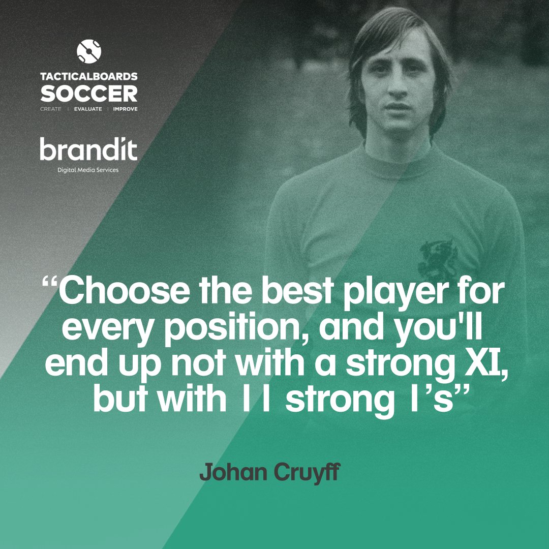 tacticalboards's tweet photo. “Choose the best player for every position, and you'll end up not with a strong XI, but with 11 strong 1’s.” 𝐉𝐨𝐡𝐚𝐧 𝐂𝐫𝐮𝐲𝐟𝐟 https://t.co/RNlJ7dYz2G