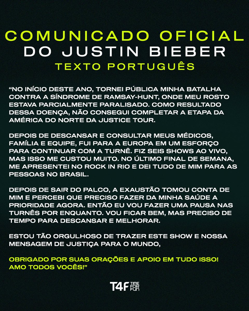 t4f's tweet image. Comunicado oficial.