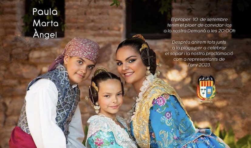 HortFalla's tweet photo. El proper 10 de setembre tenim el primer acte oficial dels nostres nous representants. Les falles del 2023 s’acosten i amb eixa cara de felicitat vos esperen en el dia de la seua Demanà i Proclamaciò.

💜Paula💜Marta💜Àngel💜

Gaudiu al màxim del vostre any.

#falles2023 https://t.co/vsdWAnPrZG
