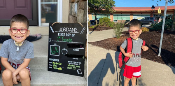 Addi_at_CMH's tweet photo. Look who's going back to school! Jordan is looking forward to being a 1st grader, making new friends and being a big kid. Jordan had a tracheotomy at #ChildrensMercy and now is able to breathe comfortably and is thriving! Have an awesome school year, Jordan! #ImagineThePotential https://t.co/6DJjyuczRs