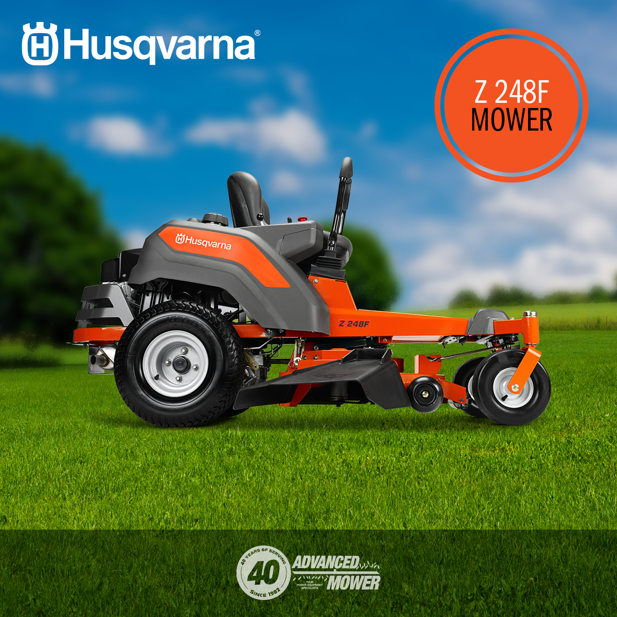 AdvancedMower's tweet photo. .@HusqvarnaUSA's Z248F #zeroturn #mower is built to last and use with ease. 💪🌱
Its rugged build provides a #sturdy frame in order to reduce vibrations and chassis flex--providing a cleaner and straighter cut. 🌿
Questions? Stop by #AdvancedMower in #BessemerAL and ask us! https://t.co/tBhMWVLQ7V