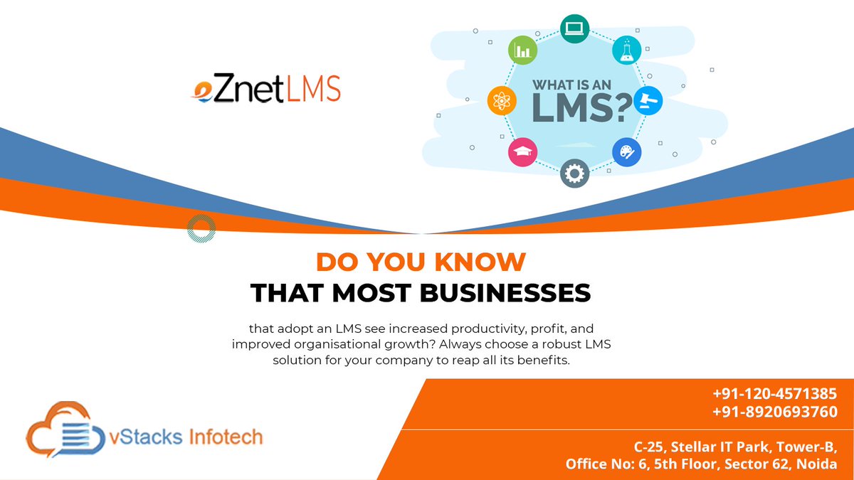 vStacksInfotech's tweet photo. Do you know that most businesses that adopt an LMS see increased productivity, profit, and improved organisational growth? Always choose a robust LMS solution for your company to reap all its benefits.
.
.
.
#elearning #onlinelearning #onlineclasses  #digitallearnin #vStacksIndia https://t.co/ymlbWEFXRY