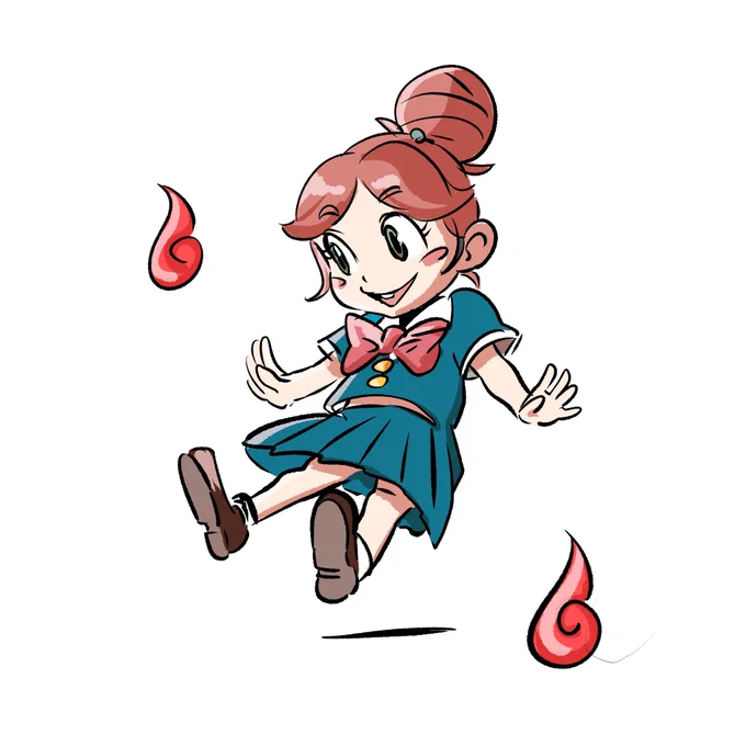 お化けと風鈴 神子 キャラデザ時描いたラフイラスト。他のマンガから来たかのようなキャラにしたい、という鈴木おさむさんからのリクエストをもとに考えました。 