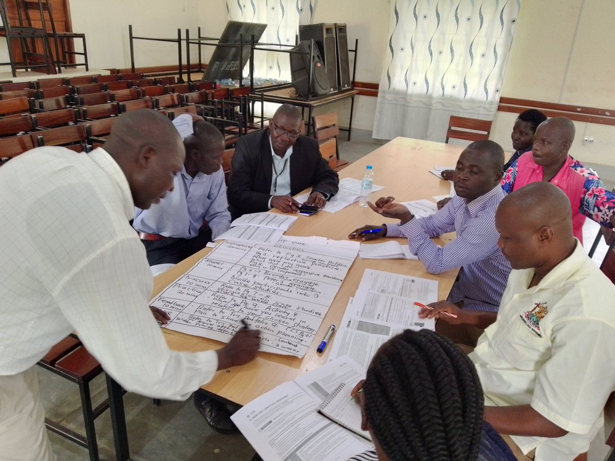 FionaOroma's tweet photo. Training of trainers of DEOs and CCTs from West Nile Region at Arua Core PTC. Participants reflecting and consolidating teaching strategies learned in the last two terms to improve learning @STIReducation #teacherstraining #capacitybuilding #improvedlearning https://t.co/7aFeKJx551