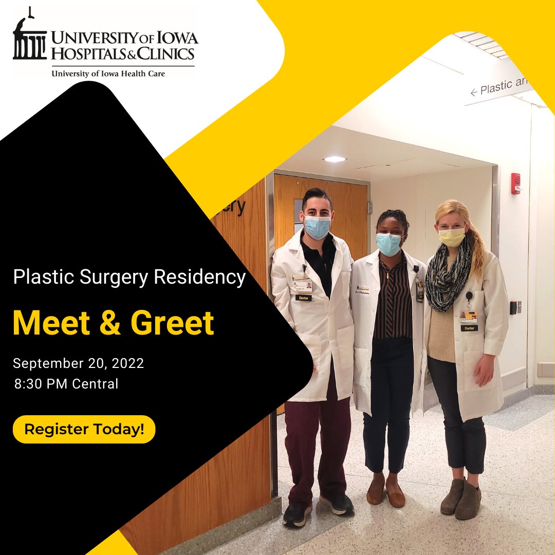 We are so excited to meet everyone! Come see all that our program has to offer! @ACAPSedu  #plasticsurgeryresidents Register at the following link: uiowa.zoom.us/meeting/regist…