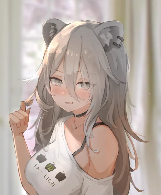 新しい前髪で恥ずかしがるししろん#獅白ぼたん新衣装2022 #ししらーと 