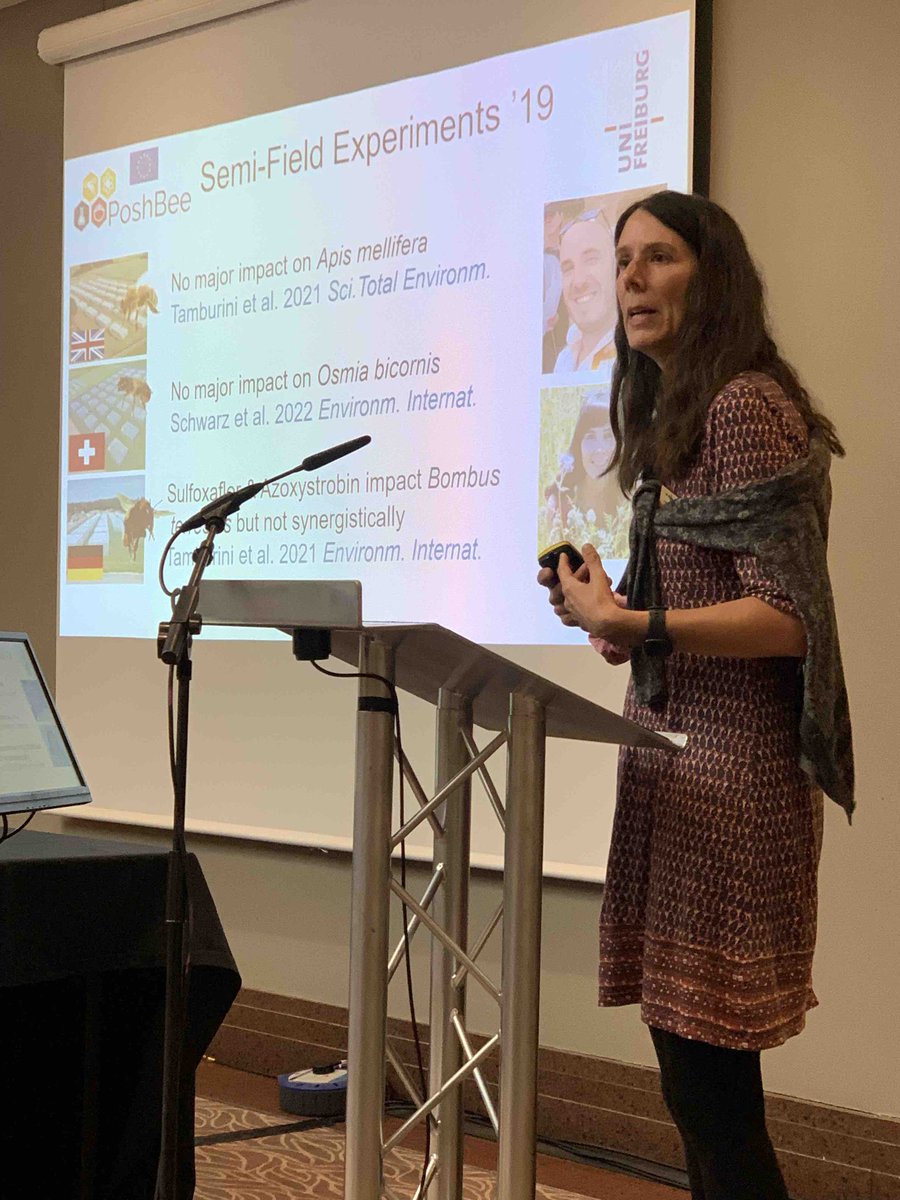 Functional_Bio's tweet photo. Flower diversity can mitigate the effects of pesticides on bees @naturealexk presents results of the @poshbee_eu project at #Pollinators22 #pollinators #beneficialinsects #poshbee https://t.co/a6VQsXi8he