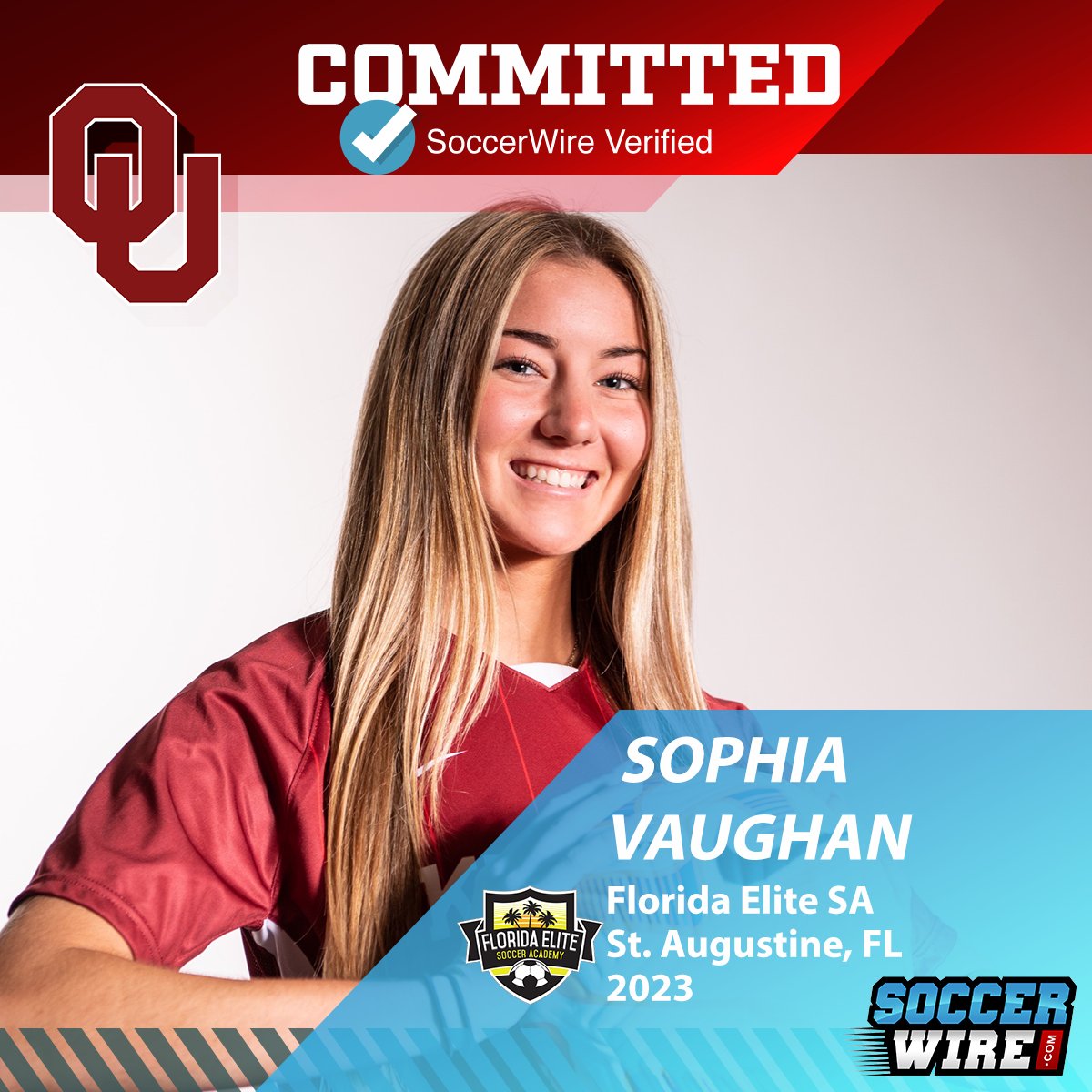 🚨 Verbal Commit | Class of 2023 midfielder Sophia Vaughan (@TheFloridaElite) selects the University of Oklahoma:

⚽️ soccerwire.com/player/sophia-…