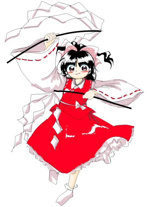 ふっふっふ～今日は、お払い棒2本持ってきたから攻撃力2倍よ～、うふふ～ 