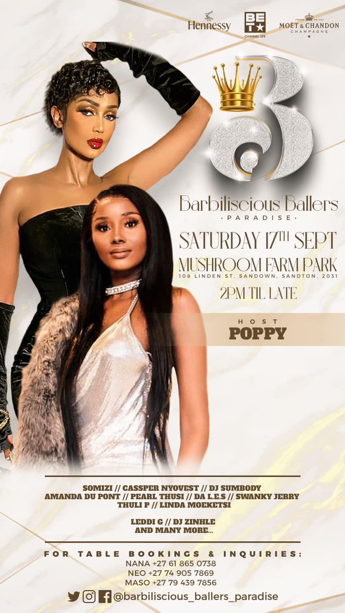 BarbilisciousP's tweet photo. Brace Yourself For An All Premium Elite Luxury Experience Of A Life Time At The #BarbilisciousBallersParasise 🥂 Featuring #poppy

TABLE BOOKINGS : +27 61 865 0738 Unam | +27 74 905 7869 Neo | +27 79439 7856 Maso

#SpeakToYourBanker 
#BarbilisciousBallersParadise https://t.co/cKijUmbuzR
