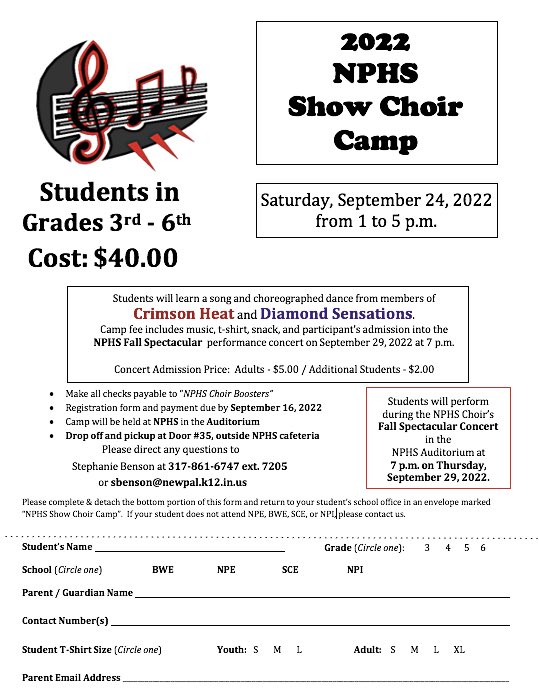 ChoirsNphs's tweet photo. Do you have a 3rd-6th grader that is interested in Show Choir or loves to perform? This is such a fun camp and performance at our Fall Spectacular! @VoelzJames @dragondirector #newpalproud #NPperformingarts @SouthernHancock https://t.co/w7IHKffsVz