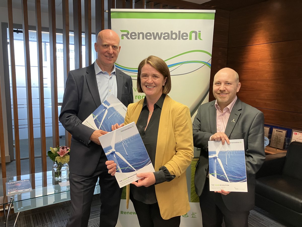RenewableNI's tweet photo. The Clean Revolution – Building Northern Ireland’s Offshore Wind Industry sets out how the industry and government can work together to achieve 1.5 GW of electricity by 2032. https://t.co/5RxFSCb1Nw