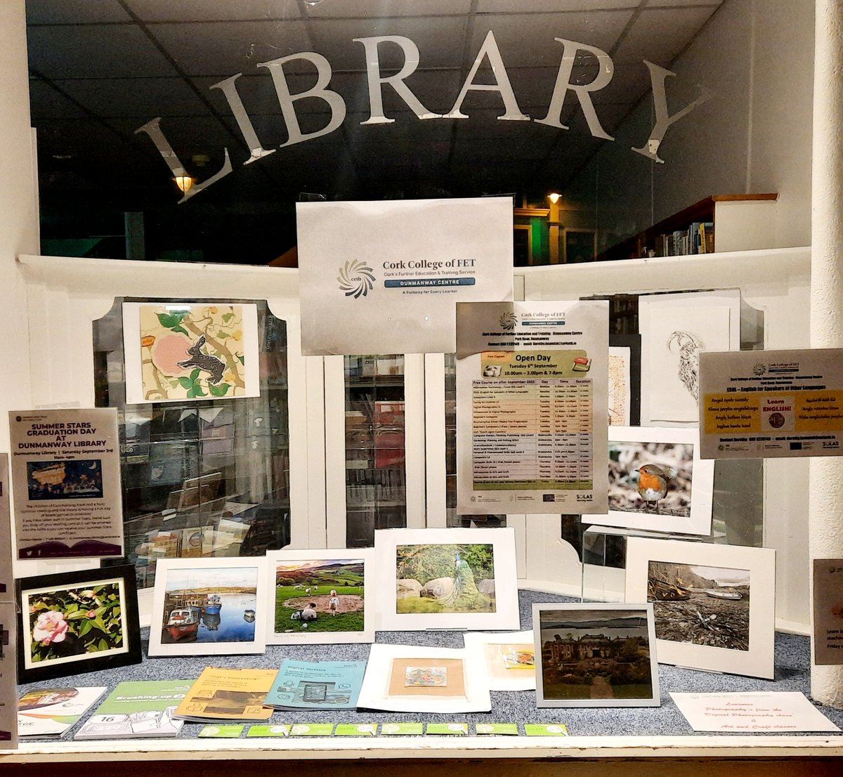 corkcolibrary's tweet image. Look at the talent on display in #Dunmanway Library from last year’s students at Dunmanway's Further Education &amp;amp; Training Centre. To check out the large range of free courses available &amp;amp; starting soon at Dunmanway FET Centre, contact Dorothy on 086 8239149. #WorkMatters
