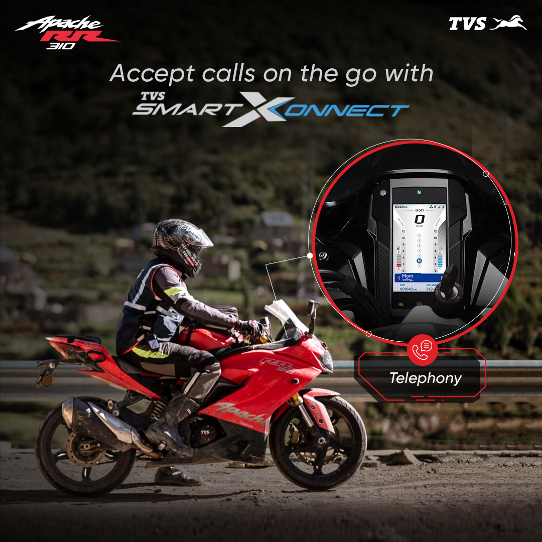 TVSApacheSeries's tweet photo. No matter where the ride takes you, stay connected with TVS SmartXonnect.
#TVSApacheSeries #TVSRacing #TVSMotorcompany #RR310 #TVSApacheRR310 #RacingDNAUnleashed #OneRacingGene #TVSSmartXonnect #SmartXonnect https://t.co/cFrZdnLCO8