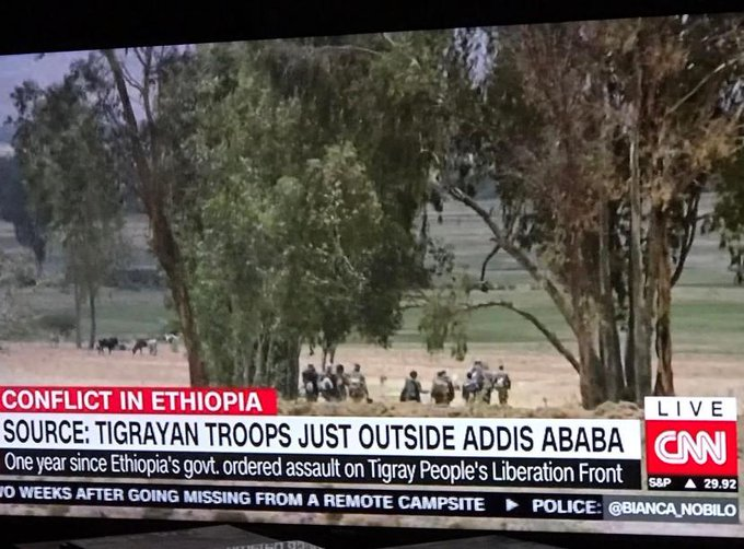 charla120's tweet photo. Last year Nov 2021, Jake Tapper @TheLeadCNN broadcast that TPLF fighters were just outside Addis Ababa. It was a lie. @CNN do better. https://t.co/atC0PiErdr