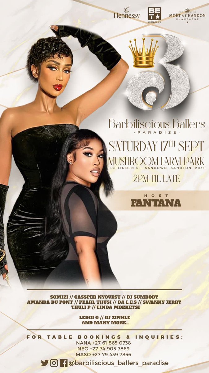 BarbilisciousP's tweet photo. Brace Yourself For An All Premium Elite Luxury Experience Of A Life Time At The #BarbilisciousBallersParasise 🥂 Featuring #Eantana
TABLE BOOKINGS : +27 61 865 0738 Unam | +27 74 905 7869 Neo | +27 79439 7856 Maso

#SpeakToYourBanker 
#BarbilisciousBallersParadise https://t.co/nCzAmqqZQU