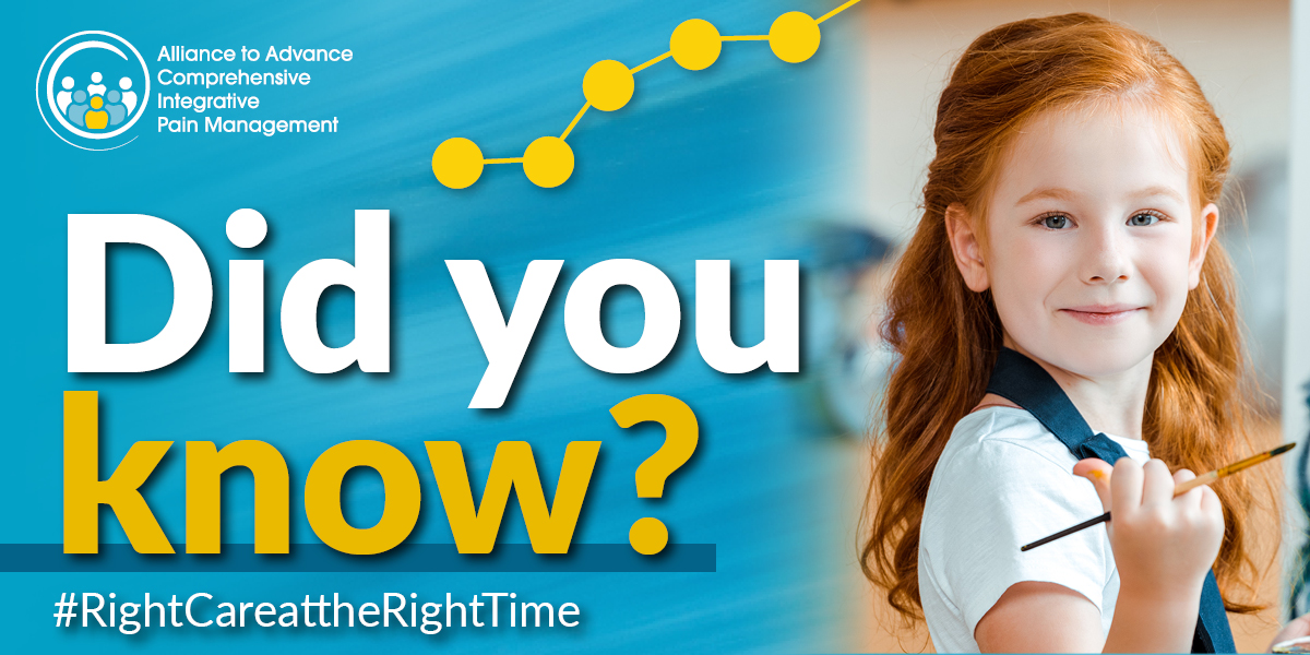 aacipm's tweet photo. Pediatric pain is an undertreated, underrecognized, and misunderstood condition affecting one in four children and adolescents worldwide.
Undertreated childhood pain can lead to lifelong health issues and financial burdens.
#rightcareattherighttime #cipm #painawarenessmonth https://t.co/ME0R2NMTUF