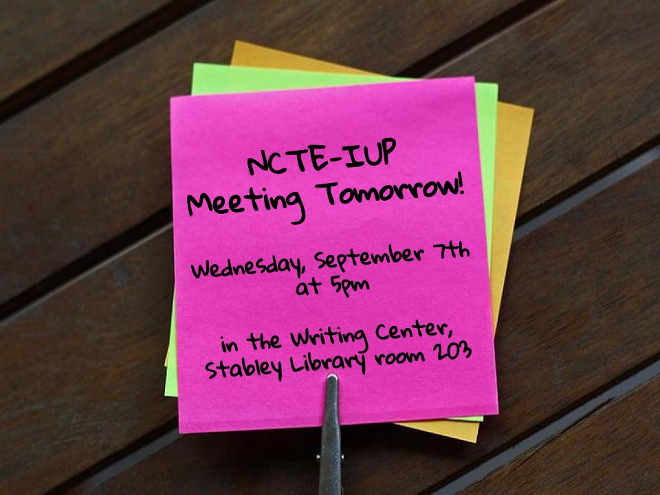 NCTEIUP's tweet photo. Don't forget, our first meeting of the year is tomorrow, at 5pm in the Writing Center! This meeting will be a great opportunity to meet the officers and others in your major! We hope to see you all there! https://t.co/PBKjFCskvY