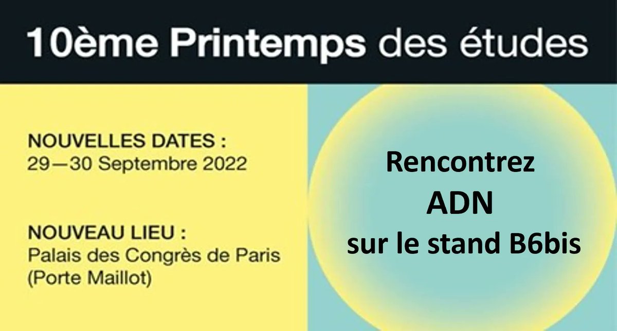 ADN_SOFT_MR's tweet photo. Nous avons le plaisir de vous annoncer notre participation au #PrintempsEtudes 2022 au Palais des Congrès.
Vous pourrez nous retrouver sur le stand B6bis, nous avons hâte de vous voir !
Programme et inscriptions 👉 https://t.co/Koq1yLljMV https://t.co/GDAHZXklaN