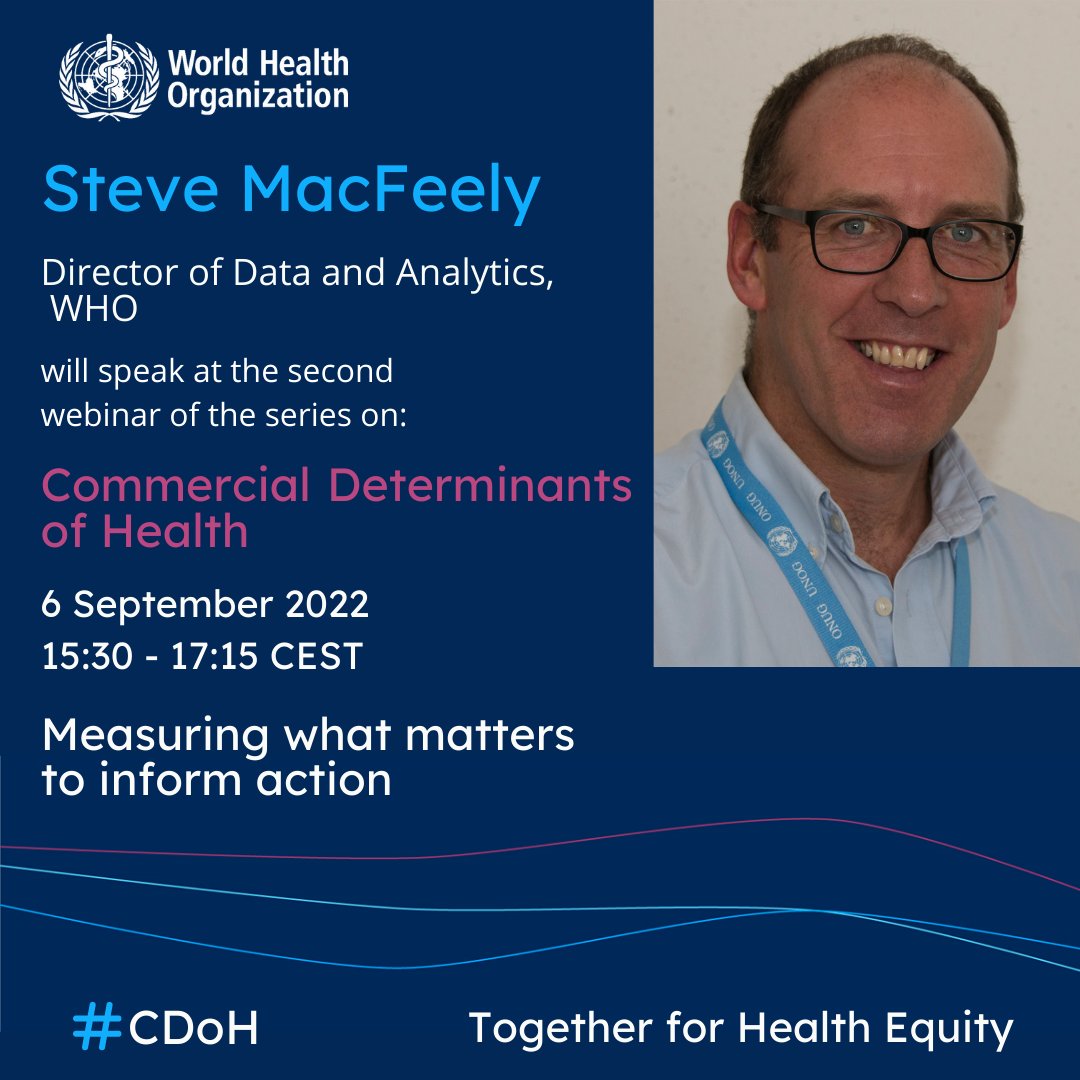 LIVE NOW: WHO Webinar: Measurement of the Commercial Determinants of Health

WHO Director of Data & Analytics Stephen McFeely reminds us: measurement is a key tool for action, but lack of measurement should not prevent action.

#CDoH #buildbackbetter #corporateinfluence #SDGs