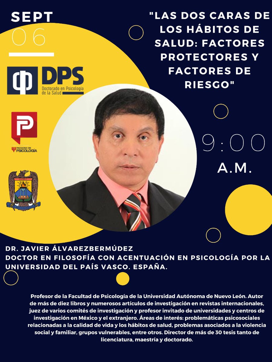 DIP_UAdeC's tweet photo. Hoy iniciamos con el ciclo de conferencias de psicología de la salud. Hoy tenemos de invitado al Dr. Javier Álvarez. La transmisión será en https://t.co/JtwJOUwmTW .
 Iniciamos a las 9 am @UAdeC https://t.co/pP4WPVmZvl