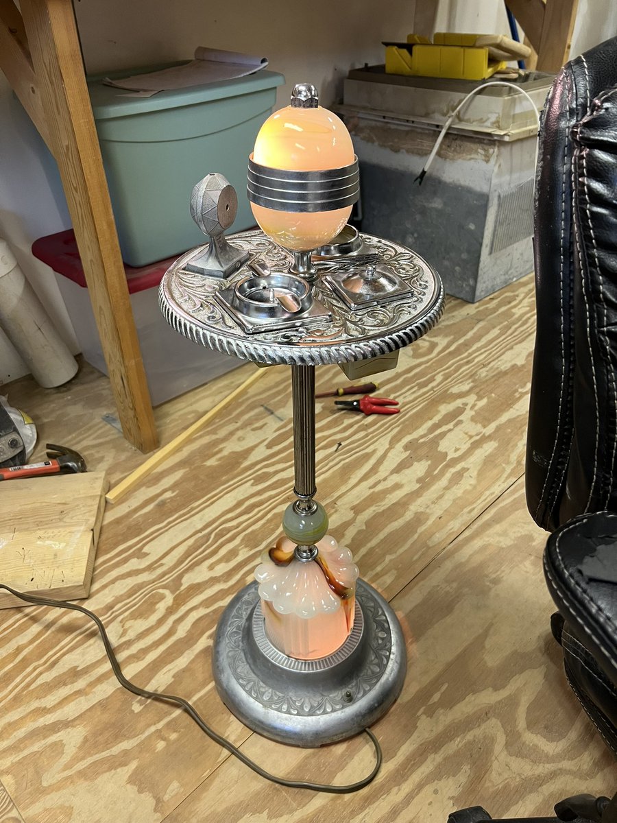 bkg_'s tweet photo. I had fun restoring this neat 1930’s smoking stand. The only think I’m still working on is the electric lighter. https://t.co/LhhEKuDHNI