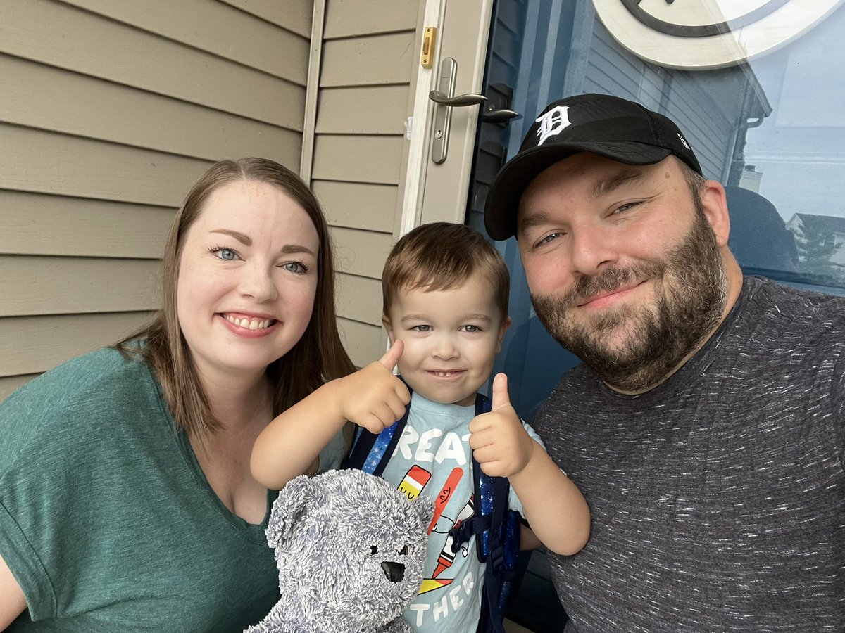 After a week with no power, Jake FINALLY got to have his first day of preschool. All smiles &amp; no tears, calling it a successful start to his educational career!
