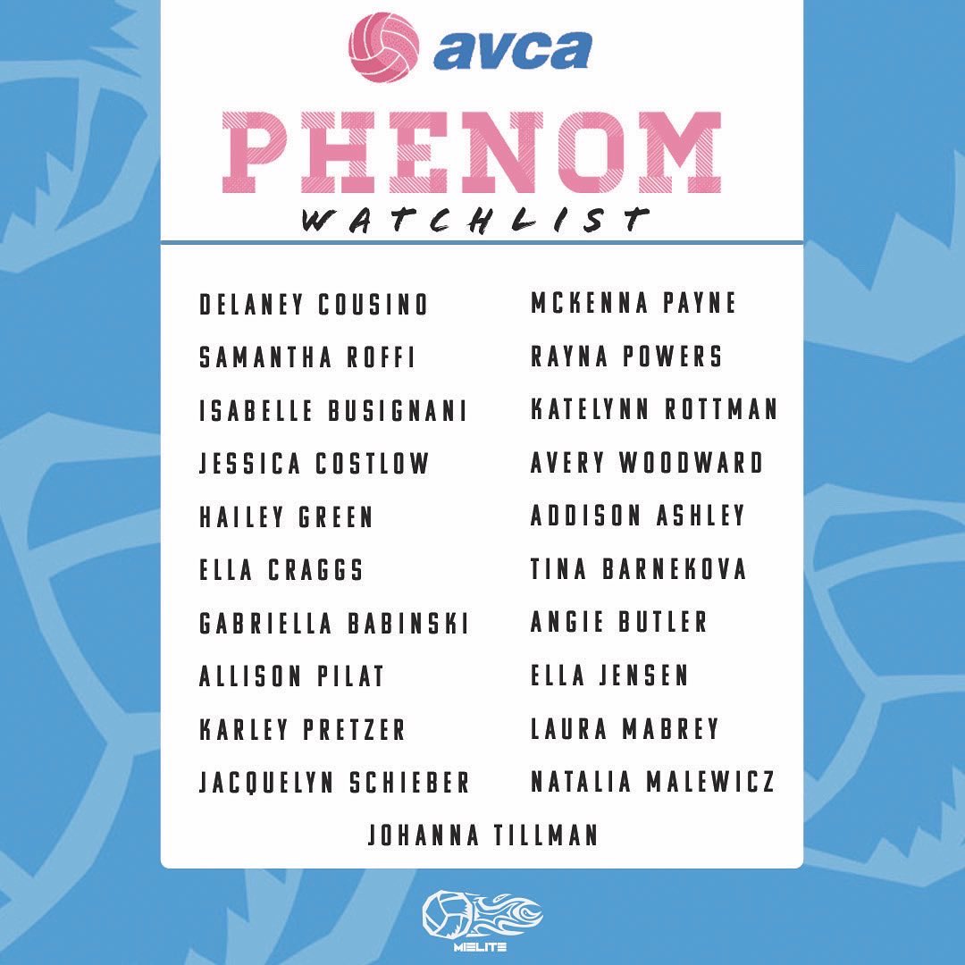 Congratulations to all of our athletes named to the 2022 AVCA All-America Watchlist and the 2022 AVCA Phenom List for this current high school season!