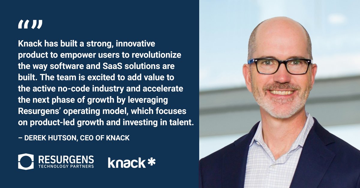 Our investment in @KnackHQ will enable the company to create additional product features, expand its development team and customer support and optimize its go-to-market strategies. Read here – resurgenstech.com/resurgens-and-… #privateequity #investment #casemanagement #software #nocode
