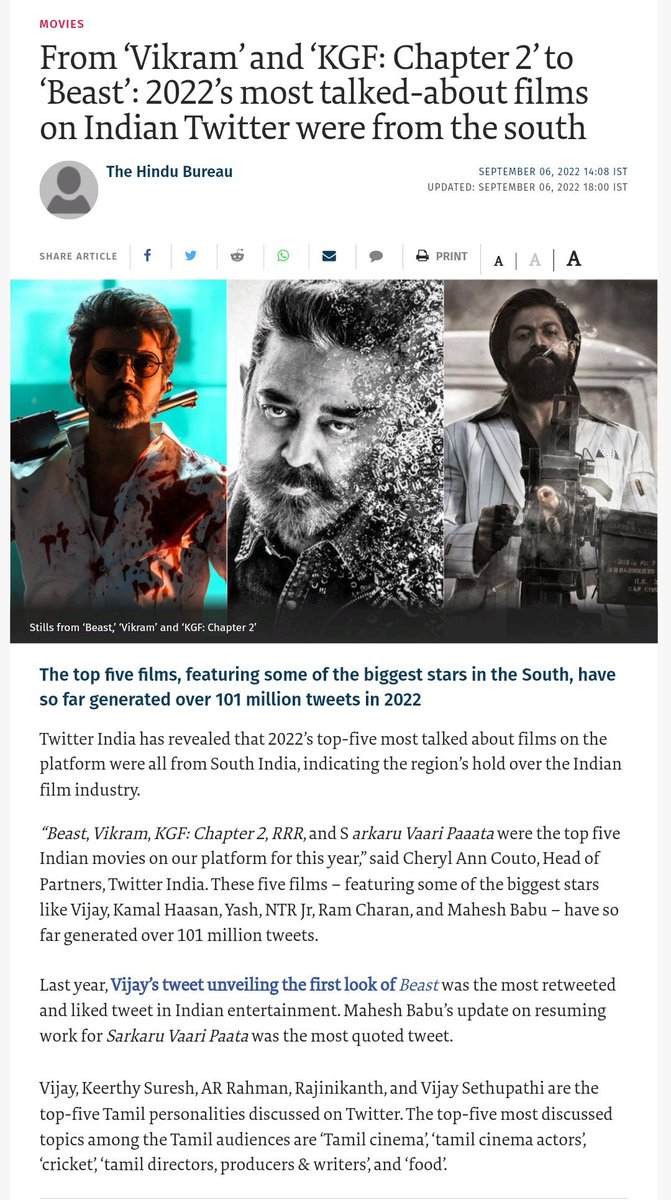 VijayFansTrends's tweet photo. Thalapathy @actorvijay and #Beast tops the list for most talked-about films and personalities on Twitter 2022 🔥

#Varisu https://t.co/vDJARPg5DK