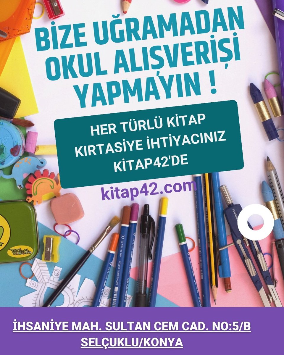 Okullar açılıyor. Sizde okul alışverişi için mutlaka bize uğrayın. Uygun fiyat, mutlak müşteri memnuniyeti.

Kitap42.com

#okullaracılıyor