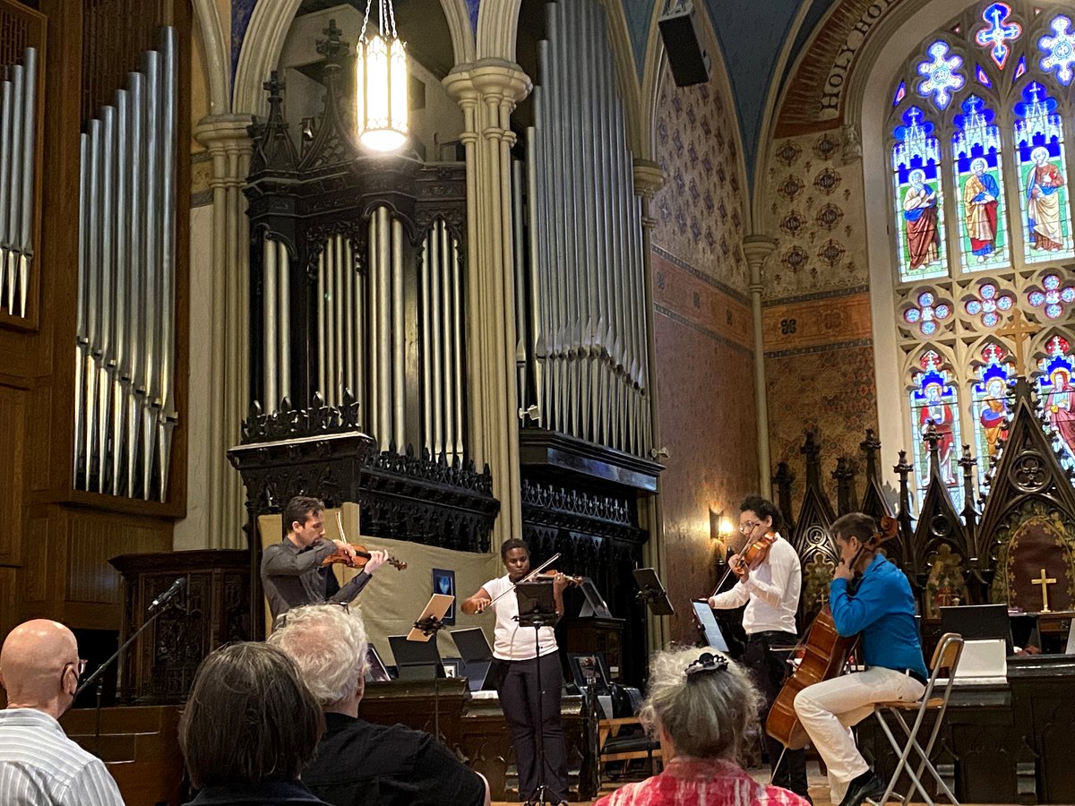 Next phase in my collab with <a href="/OdinQuartet/">Odin Quartet</a> a success! A pleasure to attend their <a href="/musicmondayscs/">Music Mondays</a> concert where they performed the premiere of 'Hope'. Very grateful to <a href="/ONArtsCouncil/">Ontario Arts Council/Conseil des arts de l'Ontario</a> for funding Odin’s commission. Learn more about our collaboration here: frankhorvat.com/concert/oblivi…
