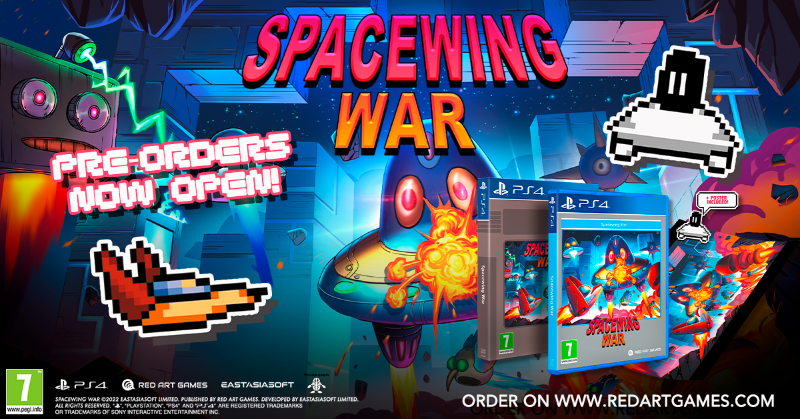 RedArtGames's tweet photo. 👾Get ready to party like it's 1989. Or 1998!
Physical #PS4 copies of #SpacewingWar🛸, the multifaceted retro-style #Shmup from @eastasiasoft and @GamesPneuma, are now up for preorder!
ℹ️999 copies | €19.99 (with free poster) | https://t.co/ciNA2WPFxa | Shipping late September https://t.co/YSKxGERvP4