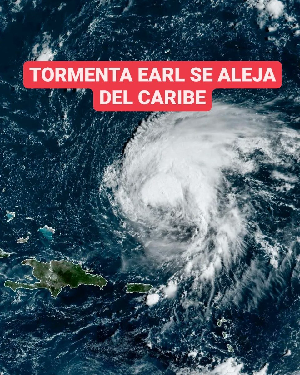 JeanSuriel's tweet photo. ⚠️La Tormenta Tropical Earl ya empieza a alejarse de la región del Caribe, con una trayectoria hacia el norte y vientos máximos sostenidos de 100 km/h: le faltan 18 kilómetros para convertirse en un huracán categoría 1.

Sigue ⬇️ https://t.co/dynfIaHgOh