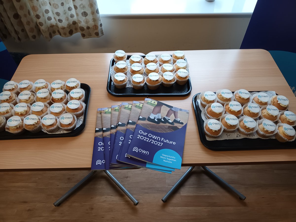trust_own's tweet photo. It was lovely to visit Nene Valley Primary School today to introduce the new OWN Trust branding and logo, and to chat with staff about the OWN Trust 5-Year plan over tea/coffee and cupcakes! Thank you to the wonderful catering team @NeneValleyHead for the delicious cupcakes. https://t.co/czPJHd2Nfm