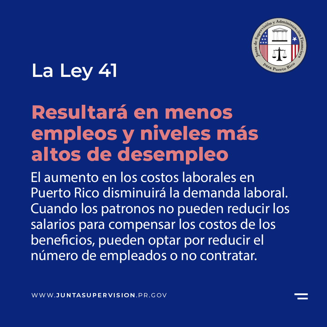 FOMBPR's tweet photo. Puerto Rico tuvo un progreso sustancial en cuanto a la estabilidad fiscal y crecimiento económico. La Ley 41 retrasaría a Puerto Rico. Su propósito es revertir las reformas laborales dirigidas a aumentar el empleo. https://t.co/KAx19QQfbK